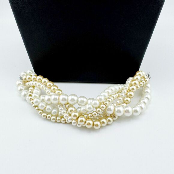 Vintage Faux Pearl Bracelet & Necklace Set Glamour Formal Timeless Retro - Picture 7 of 11